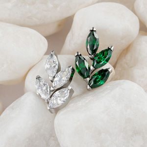 Droit Grand Ti-6AL4V-ELi ASTM F-136 IMPLANT GRADE Titane 16G Marquise CZ Feuille Top Ends <span class=keywords><strong>Oreille</strong></span> <span class=keywords><strong>Piercing</strong></span> Bijoux - Product Image 1