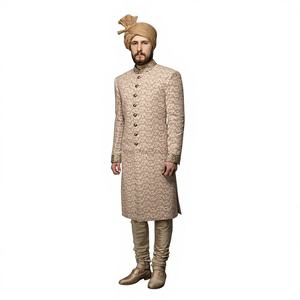 Pantalones Sherwani de Seda Transpirable de Moda con Cuello Mandarín y Bordado, Tallas Grandes para Fiestas y Bodas de Hombres - Product Image 3