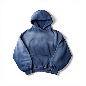 <b>Men's</b> Oversized Hooded Sweatshirt Solid <b>Navy</b> Blue Cotton <b>Fleece</b> Casual Regular Fit Pocket Design Autumn Wear - Product Image 1