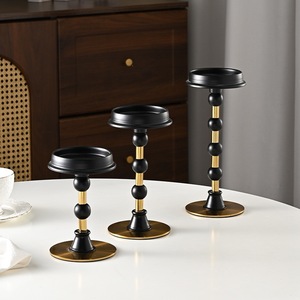 3Pcs American Vintage Black Gold Iron Eco-Friendly Handmade Metal Candlesticks Candle Holder for <strong>Dining</strong> Christmas Wedding Decor - Product Image 2