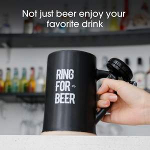 Taza de Cerveza de Cerámica BespritGift de 22 oz con Campana y Asas, Juego de Cerveza para Hombre, Regalo para Papá, Día del Padre - Product Image 4