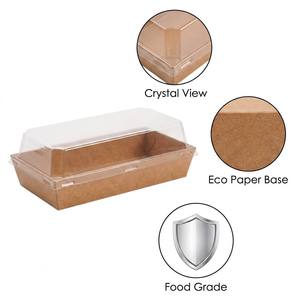 Conteneur alimentaire jetable en papier kraft en gros avec couvercle transparent en PET pour gâteaux, sandwichs, pâtisseries, croissants, boîte <span class=keywords><strong>à</strong></span> <span class=keywords><strong>emporter</strong></span> pour boulangerie - Product Image 2
