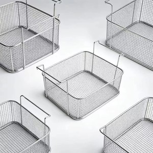 304 Stainless Steel <b>Mesh</b> <b>Basket</b>, Metal <b>Storage</b> <b>Mesh</b> <b>Basket</b>, Hole-free <b>Storage</b> <b>Basket</b>, Draining <b>Basket</b> - Product Image 3