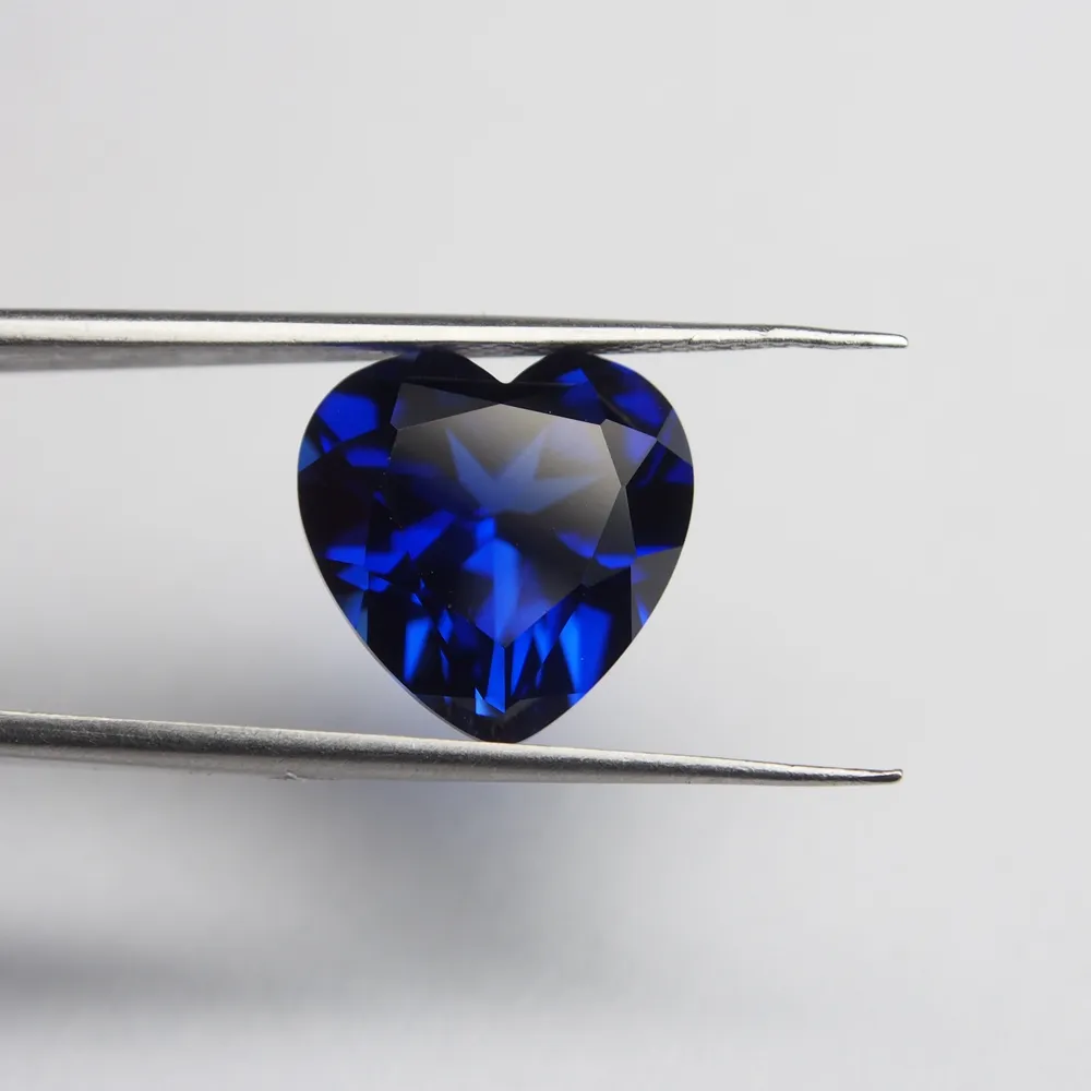 10x10mm 6 Carat Lab Created Royal Blue Sapphire Gemstone Heart Cut Synthetic Blue Sapphire Price Per Carat