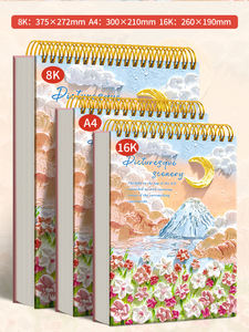 Carnet de dessin A4 à couverture rigide 3 mm, imprimé floral, épaissi 160 g, pages vierges, lignes perforées, carnet de croquis 8K, carnet de gribouillage 16K, reliure spirale - Product Image 2