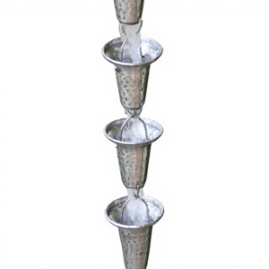 Cadena de Lluvia Decorativa AMSON BRASS Modelo 80044 de Metal Aluminio con Acabado Antiguo Plateado Martillado para Decoración de Jardín Exterior - Product Image 1