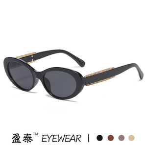 แว่นกันแดดทรงวงรี Yingtai Eyewear ป้องกันรังสียูวี 400 วัสดุพลาสติกและโลหะ แฟชั่นสำหรับผู้หญิง สไตล์แคทอาย - Product Image 5