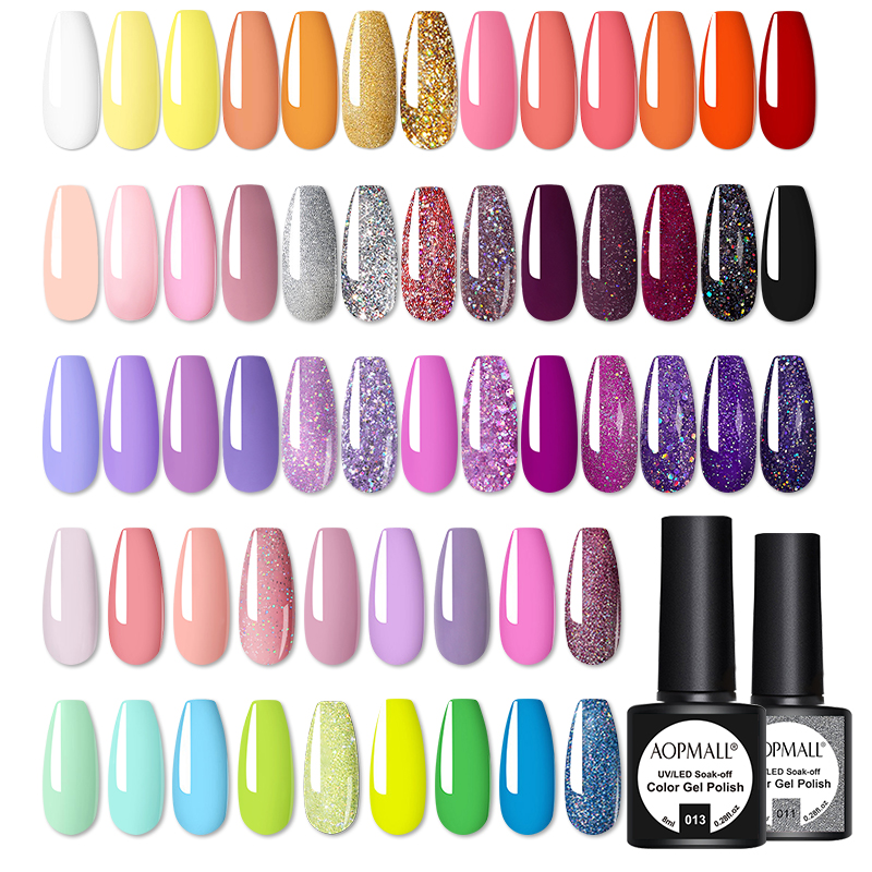Заводской Гель-лак AOPMALL, модный гель для ногтей, цветные серии, 57 цветов, отмачиваемый УФ/светодиодный Гель-лак для ногтей