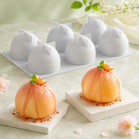 SILIKOLOVE Moule à gâteau en silicone de qualité alimentaire sans BPA, antiadhésif, platine, LFGB, 6 cavités, forme pêche, personnalisé