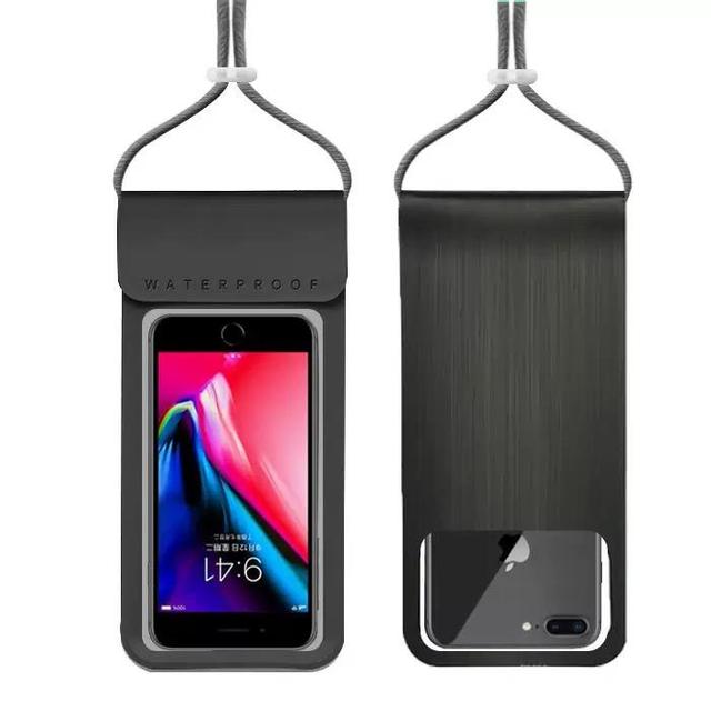 TOPTONS IPX-8 Waterproof & Water Resistant Phone Pouch PU/TPU for Surf Swimming Beach Diving Floating Mobile Phone Case