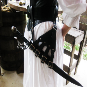 Portacuchillas de Cuero para Múltiples Espadas |   Soporte Medieval Ajustable para Cinturón de Múltiples Armas |   Accesorio de Cosplay de Caballero Pirata Ren Faire LARP - Product Image 1