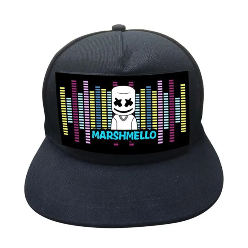 EL LED Custom Event Party Supplies Sound Activated Cap LED Hat Custom Light Up EL Flashing Cap Snapback With EL