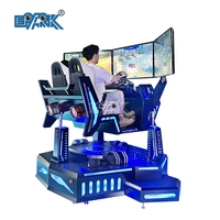 Simulateur de course automobile 9D VR à trois axes et trois écrans pour parcs de trampolines