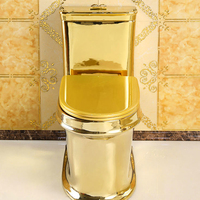 WC monobloc en céramique haut de gamme, moderne, doré, avec siphon en S, double chasse et télécommande