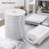 Cordon élastique blanc personnalisé pour masques faciaux, cordon rond extensible doux pour la production de masques de protection et la fourniture en gros