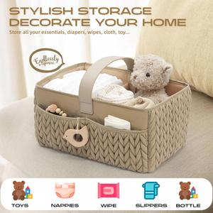 Organizador de Pañales Acolchado con Diseño de Espiga de Trigo, Gran Capacidad, Contenedor de Almacenamiento para Bebés, Impermeable, Portátil, para Mesa de Cambio - Product Image 3