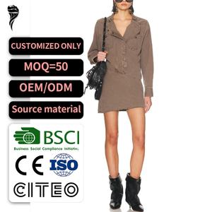 Nouvelles Arrivées Printemps : Robe en Jean pour Femme, Style Business, Rétro Cool, Effet Délavé, Coupe Droite Motard - Product Image 1