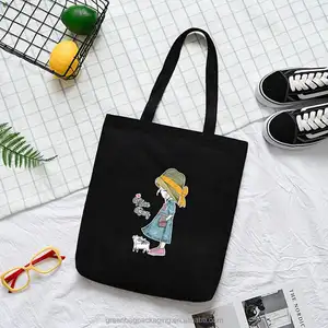 New Canvas Women'S Shoulder Bags Korean Stripe Cotton Tote Grocery Bag Reusable Glocery Shopping Brown Leather Handles