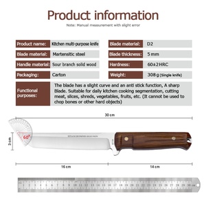 Couteau de Chef Multifonctionnel Personnalisable pour Cuisine DIY, Support OEM/ODM, Manche en Bois, Lame en Acier Inoxydable et Acier Martensitique - Product Image 3