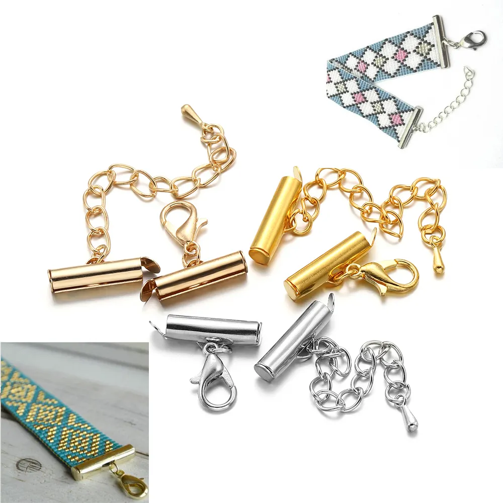 Chiusure a moschettone da 10-40mm ganci che allungano i connettori terminali del braccialetto a catena chiusura a cursore per la ricerca di gioielli fai da te