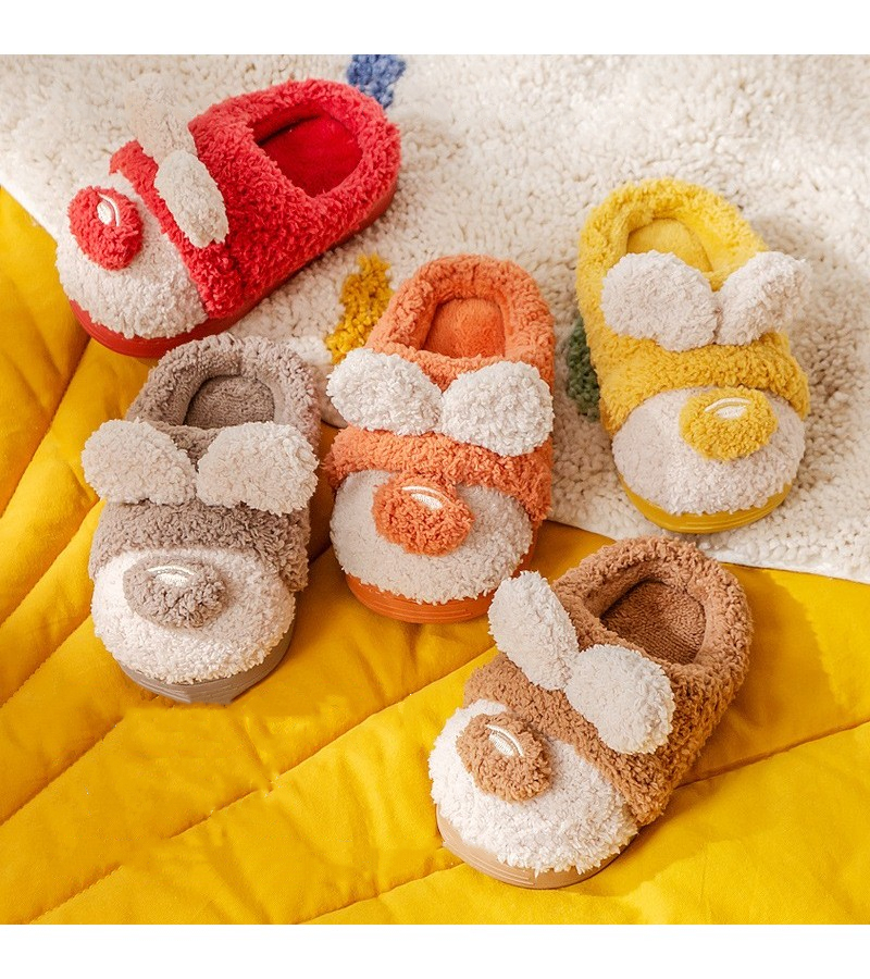 Mysweeby kids slippers korean style cartoon dog ears design children's slippers warm soft winter slippers