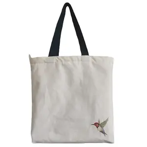 Wholesale High Quality Beach Tote Bag Organic Cotton Custom Printing Shopping Handle Bag Blank White Canvas Handle Bags