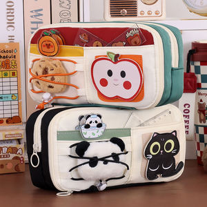 Organisateur de fournitures scolaires grande capacité pour enfants Retour à l'école Trousse à crayons mignonne en toile - Product Image 2