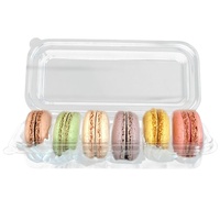 6 pièces boîtes d'emballage de Macaron jetables clair PET blister à clapet pour affichage de nourriture pour gâteau bonbons biscuit affichage boîte en plastique