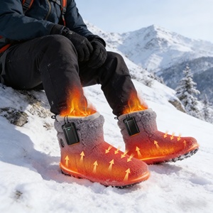 Pantuflas Eléctricas con Calefacción a Batería <span class=keywords><strong>para</strong></span> Exteriores, <span class=keywords><strong>Calentadores</strong></span> de <span class=keywords><strong>Pies</strong></span> con 3 Niveles de Calor, Botines de Felpa Portátiles con Piel de Conejo y Desodorización <span class=keywords><strong>para</strong></span> Camping - Product Image 2