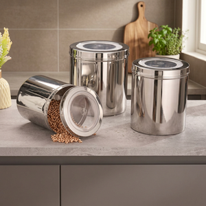 Stainless Steel Food Container Round Airtight <b>Storage</b> <b>Jar</b> Minimalist Design <b>for</b> <b>Kitchen</b> Use - Product Image 2