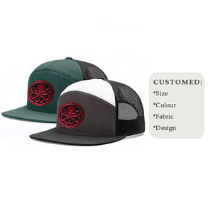 Gorra de béisbol con logotipo bordado personalizado al por mayor de fábrica, gorras de camionero con bordado de animales de malla de 5 paneles - Product Image 1