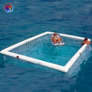 Water floating pad Inflatable Floating swimming pool on sea pool for yacht boats with jellyfish protect net PVC DWF Materials