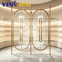 Cloison en verre ondulé ovale en acier inoxydable doré intégré YINGHAI pour maison, villa, hôtel