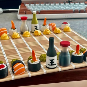 Set di <span class=keywords><strong>Scacchi</strong></span> Portatile Ecologico Pieghevole in Resina Stampata in 3D, <span class=keywords><strong>Tema</strong></span> Sushi di Lusso con Pezzi Magnetici per Uso Interno/Esterno - Product Image 6