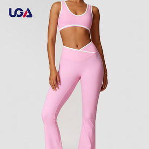 Vestito da allenamento da donna a vita alta con stampa personalizzata Leggings retro reggiseno sportivo cavo 2 pezzi Set Yoga - Product Image 1