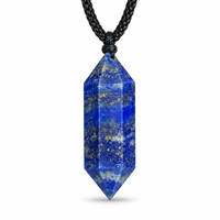 Collier pendentif en cristal hexagonal à double terminaison en lapis-lazuli naturel pour un usage quotidien