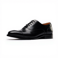Chaussures Oxford en cuir noir pour homme, à lacets, en cuir de veau pleine fleur italien, semelle en caoutchouc antidérapante, formelles, pour le travail, printemps/été