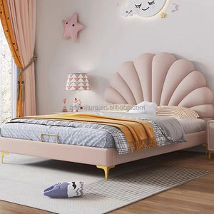 Lit de princesse moderne en bois massif, taille personnalisée, design en forme de coquille, avec fonctions de rangement convertibles, pour chambre d'hôtel et usage commercial - Product Image 1