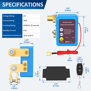 Interruptor de Desconexión de Batería para Automóvil de 12v, 240A, con Control Remoto, Instalación Lateral, Encendido/Apagado, Fabricante de Interruptores de Seguridad para Automóviles, con Certificación RoHS y CE - Product Image 2