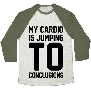 Camiseta de béisbol unisex de mezcla triple con estampado My Cardio Is Jumping to Conclusions - Product Image 2