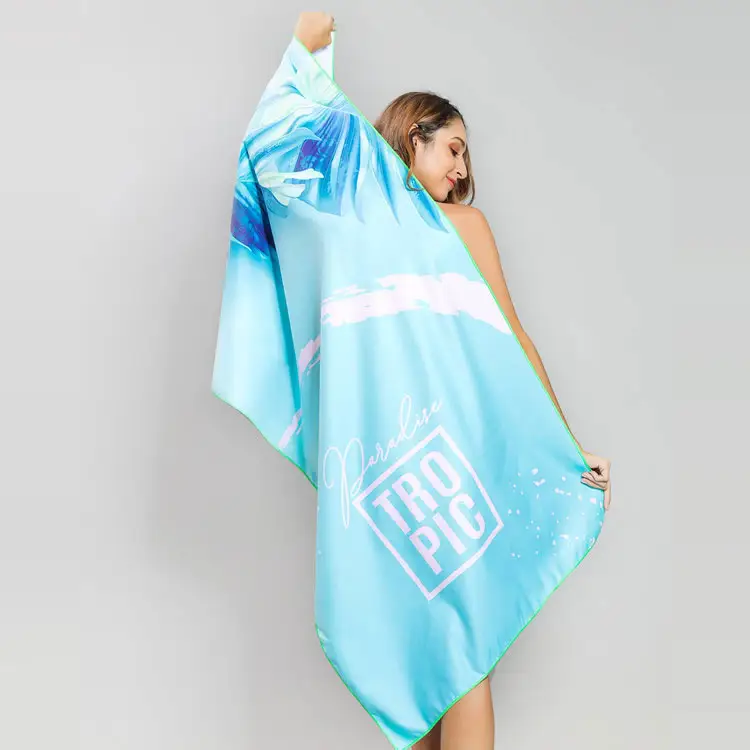 Serviette de plage en microfibre avec logo personnalisé, tissu éponge en microfibre imprimé personnalisé, offre spéciale