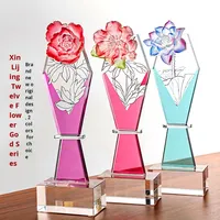 Trophée en cristal personnalisé, haut de gamme, élégant, créatif, en forme de rose, récompense commémorative de retraite, fabriqué en Chine