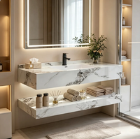 Vente directe d'usine, meuble-lavabo en dalle de pierre pour hôtel commercial, durable et longue durée de vie, OEM/ODM