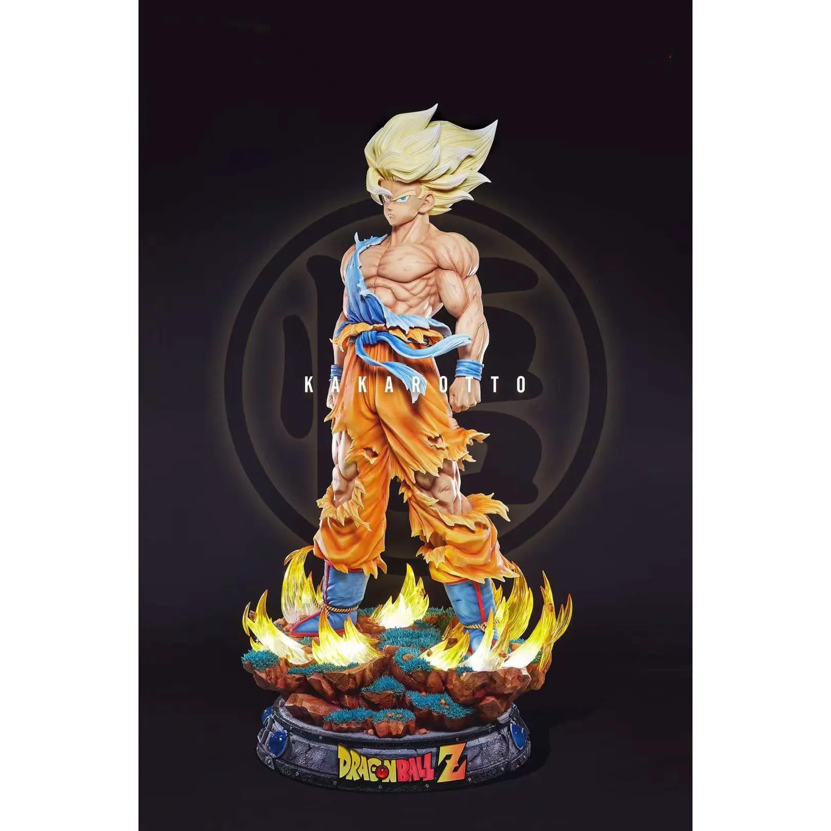 Figura de acción de tamaño real de fibra de vidrio Dragon Ball dibujos animados Anime resina Goku estatuas Goku anime escultura para la venta