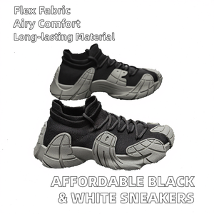 Best Price <b>Breathable</b> Lace-up PVC Insole Cotton Fabric Trail Running <b>Shoes</b> for <b>Men</b>-Black White Spring Summer Autumn Winter - Product Image 2