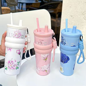 Taza de Viaje Térmica de Acero Inoxidable con Tapa y Pajita, Taza de Café Ecológica para Camping - Product Image 2