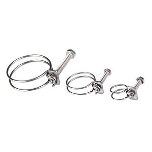 Collier de serrage <span class=keywords><strong>double</strong></span> fil en acier inoxydable 304 poli, réglable, capacité de charge 1000 kg, pour tuyaux d'eau, de gaz et de caoutchouc - Product Image 1