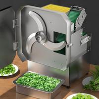 Automatische elektrische snijmachine voor groenten, speciaal voor lente-uien, prei en selderij, professionele uitvoering.