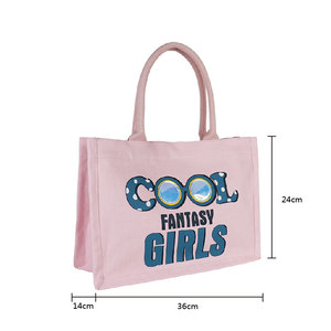 Small Medium <b>Large</b> PVC-lined Long Top Handle <b>Canvas</b> Shopping <b>Bag</b> with Letter Pattern for Advertising - Product Image 5