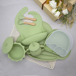 Conjunto de regalo para bebé recién nacido de grado alimenticio, plato de silicona con mantel, tazón de silicona, taza de paja, venta al por mayor - Product Image 4